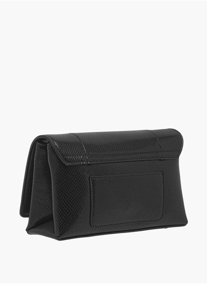 Women Textured Crossbody Bag with Button Closure