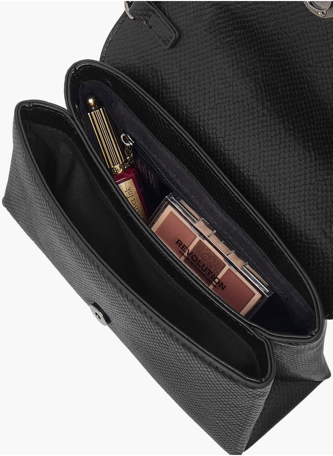 Women Textured Crossbody Bag with Button Closure