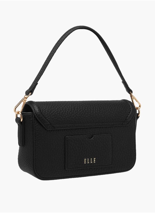 Women Monogram Accent Crossbody Bag with Detachable Strap and Flap Closure