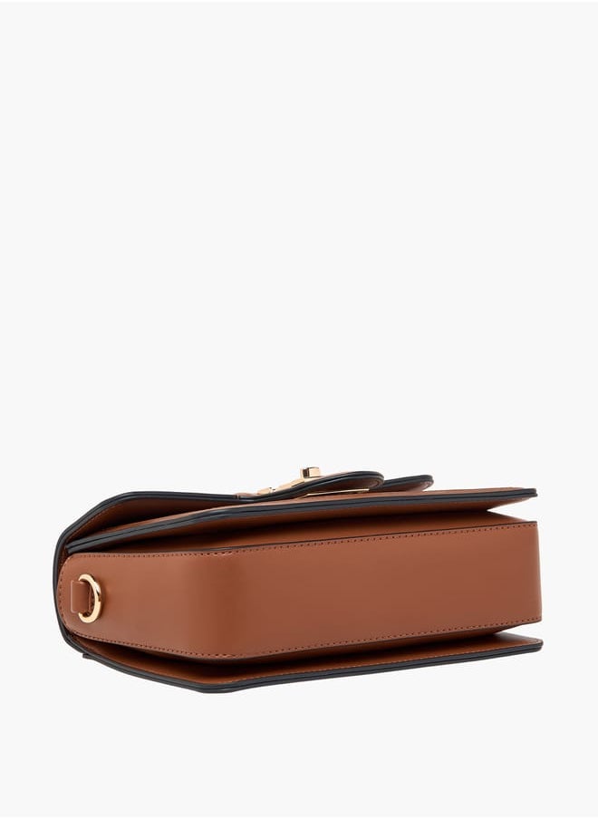 Women Monogram Print Crossbody Bag with Detachable Strap