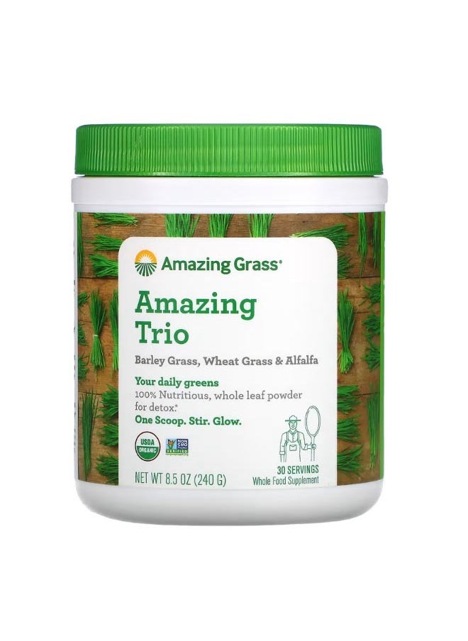 Amazing Trio Barley Grass Wheat Grass And Alfalfa 8.5 oz 240 g