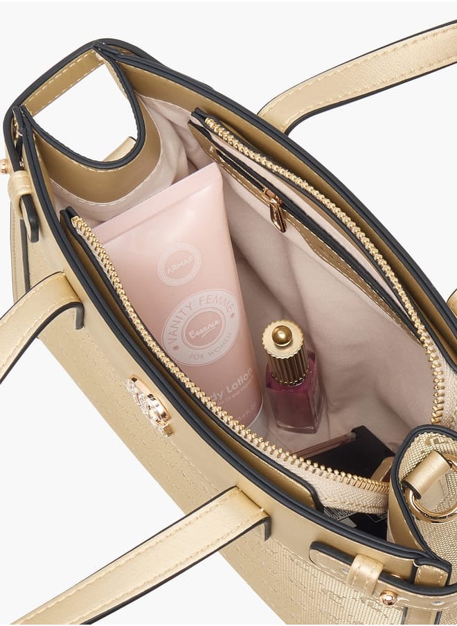 Women Missy Monogram Textured Tote Bag with Detachable Strap and Handles