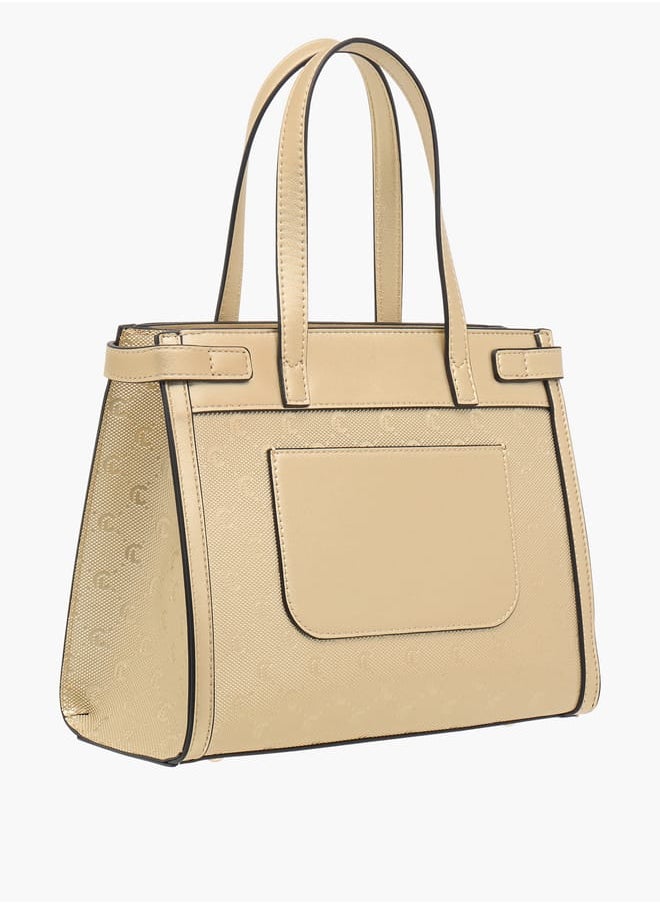 Women Missy Monogram Textured Tote Bag with Detachable Strap and Handles