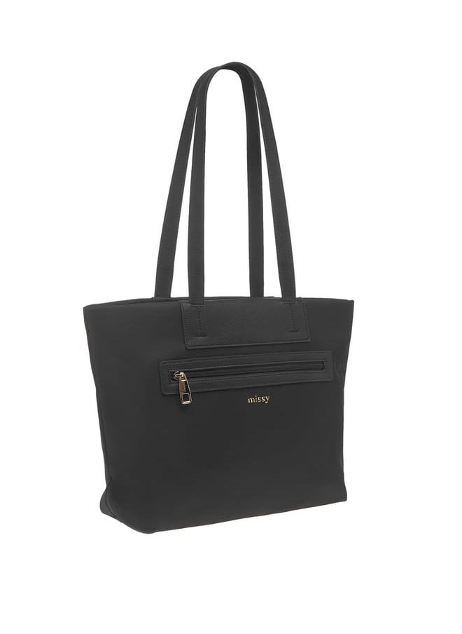 Womens Missy Solid Tote Bag With Double Handle And Zip Closure