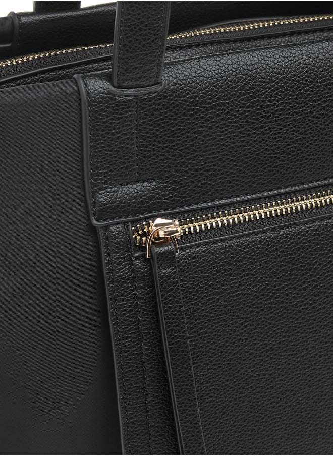 Womens Missy Solid Tote Bag With Double Handle And Zip Closure