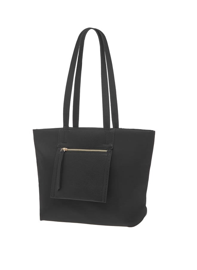 Womens Missy Solid Tote Bag With Double Handle And Zip Closure