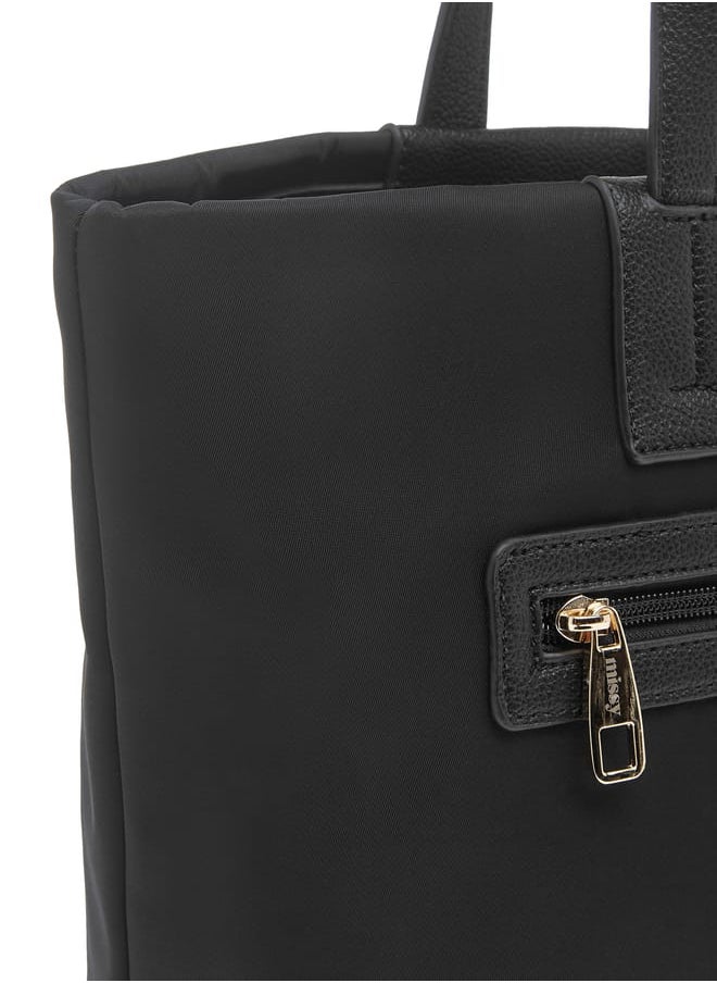 Womens Missy Solid Tote Bag With Double Handle And Zip Closure