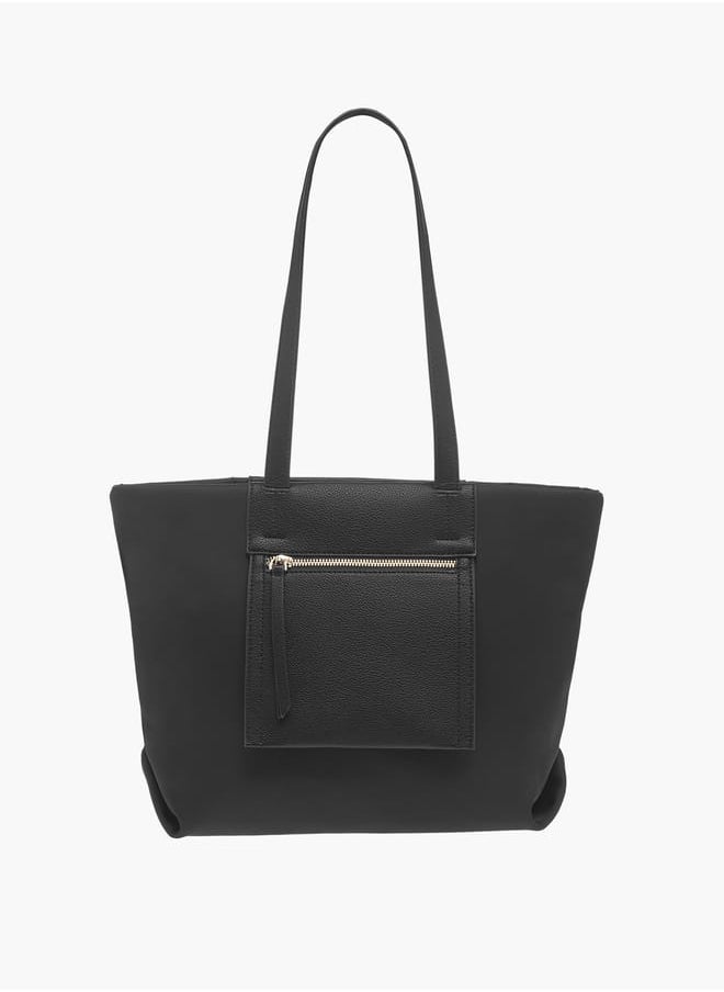 Womens Missy Solid Tote Bag With Double Handle And Zip Closure