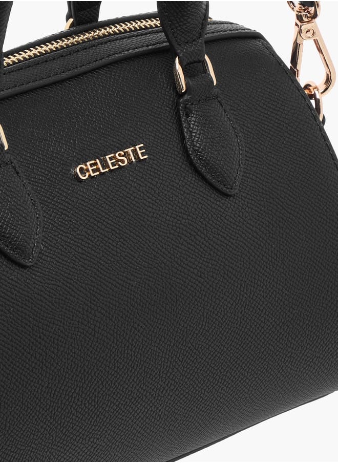 Women Textured Tote Bag with Double Handle and Detachable Strap