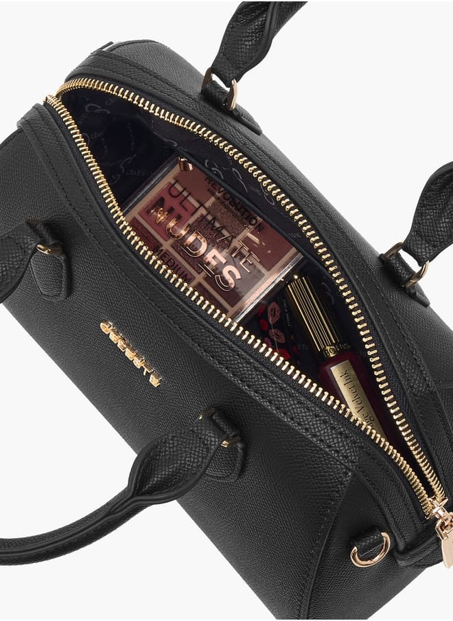 Women Textured Tote Bag with Double Handle and Detachable Strap