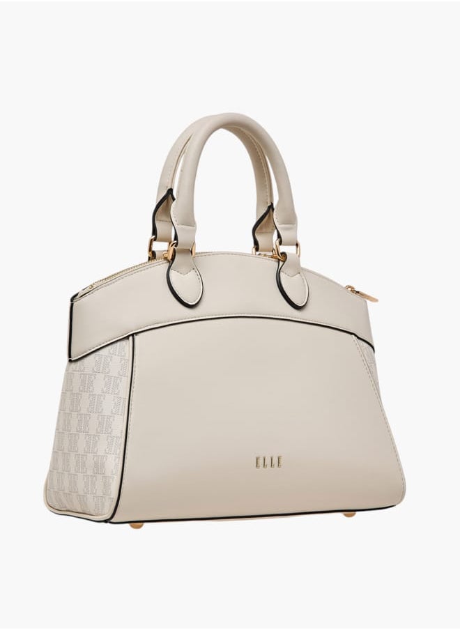 Women Monogram Print Tote Bag with Adjustable Strap and Handles