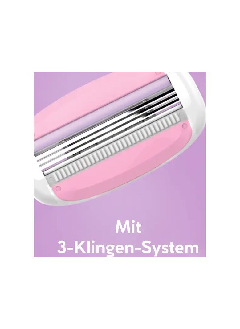 German Brand -ISANA Rossmann PACE 3 Hair Removal Razor for Women (Ergonomic reusable handle and 6 replaceable razorblades) Made in Germany