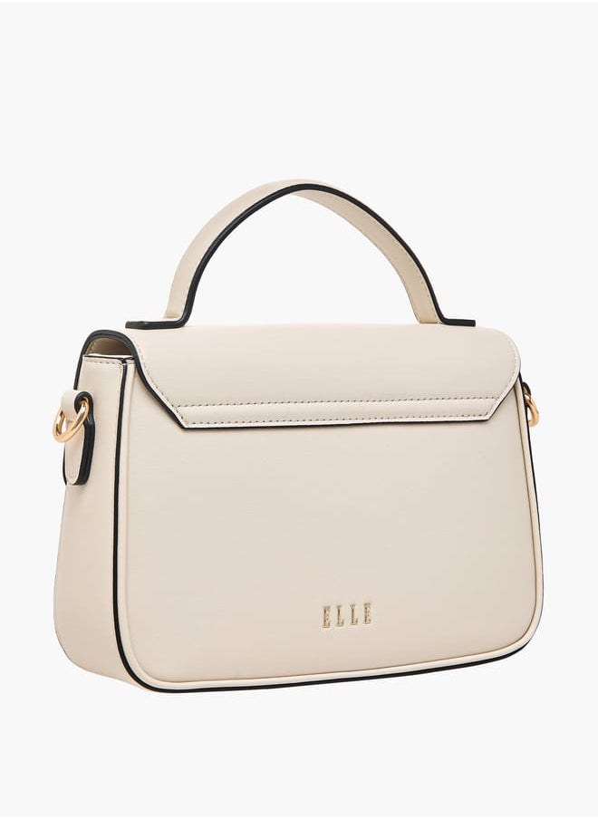 Women Monogram Print Satchel Bag with Top Handle and Detachable Strap