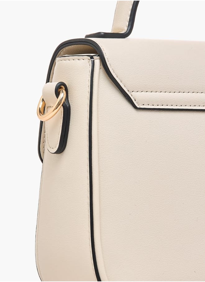Women Monogram Print Satchel Bag with Top Handle and Detachable Strap