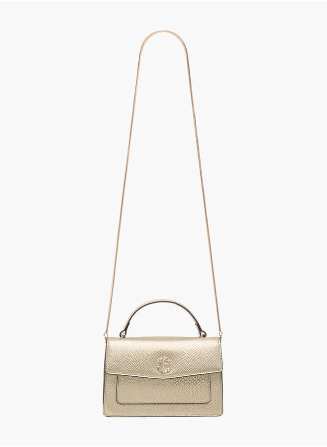 Women Textured Satchel Bag with Magnetic Closure
