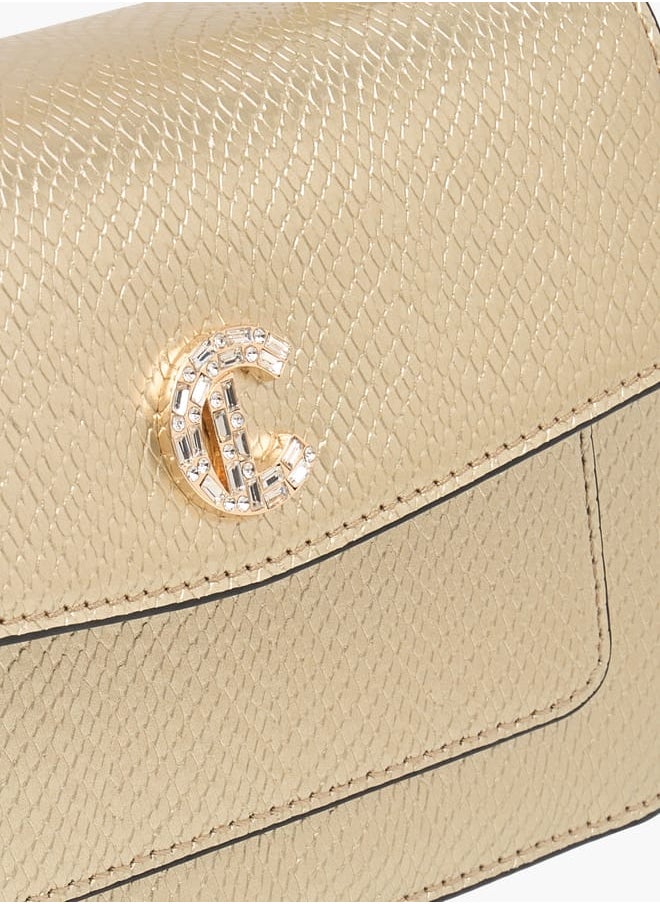 Women Textured Satchel Bag with Magnetic Closure