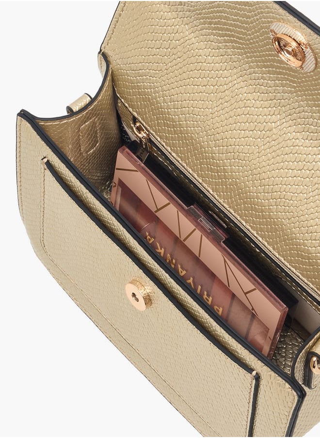 Women Textured Satchel Bag with Magnetic Closure