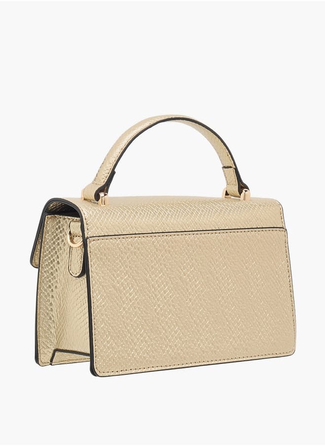 Women Textured Satchel Bag with Magnetic Closure