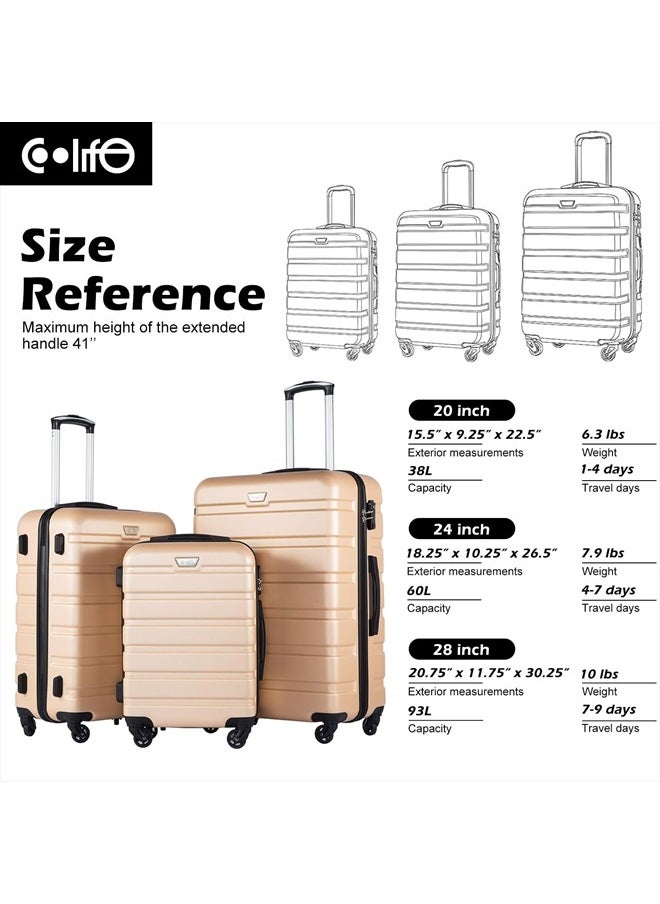 Luggage 3 Piece Set Suitcase Spinner Hardshell Lightweight TSA Lock (black, 3 piece set(20in24in28in))