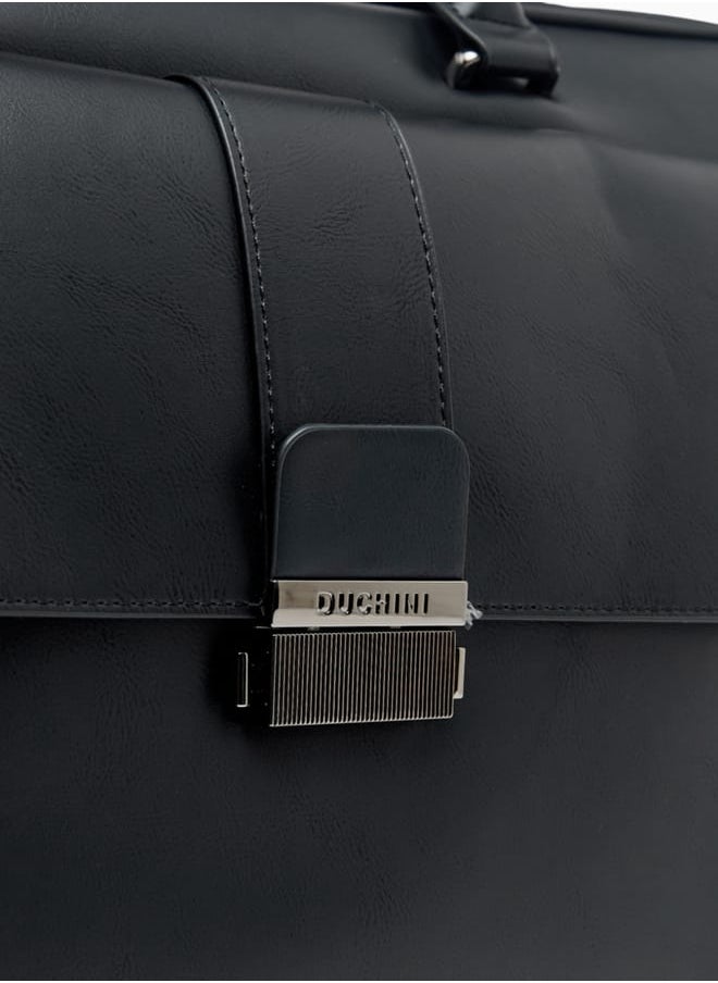 Men Solid Duffle Bag with Detachable Strap and Zip Closure
