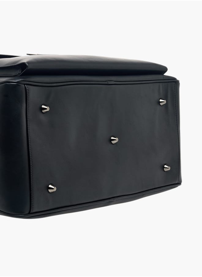 Men Solid Duffle Bag with Detachable Strap and Zip Closure