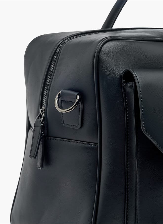 Men Solid Duffle Bag with Detachable Strap and Zip Closure