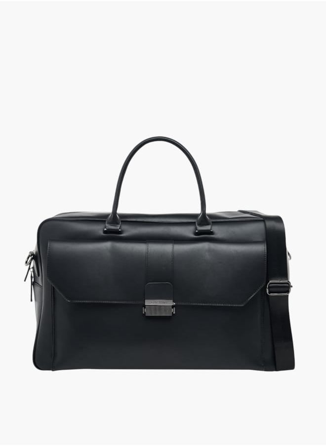 Men Solid Duffle Bag with Detachable Strap and Zip Closure