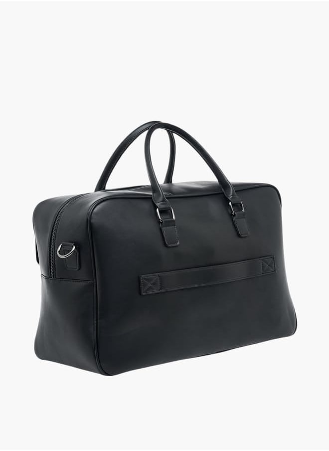 Men Solid Duffle Bag with Detachable Strap and Zip Closure