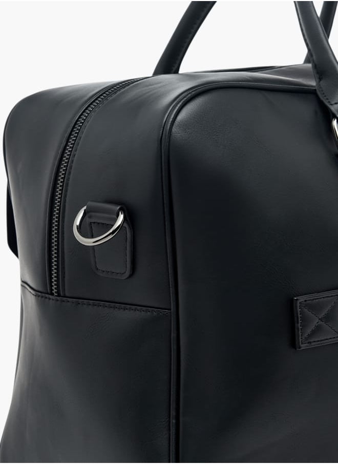 Men Solid Duffle Bag with Detachable Strap and Zip Closure