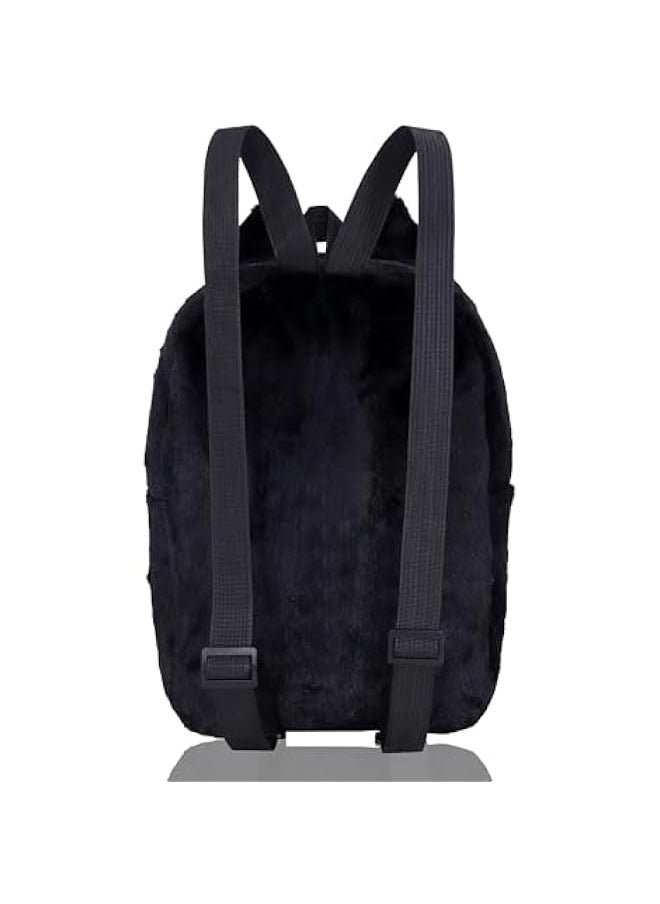 Fuzzy Backpack Plush Cartoon Cute Kuromi Backpack for Women Fuzzy Lightweight Fluffy Bag Daily Backpack Black