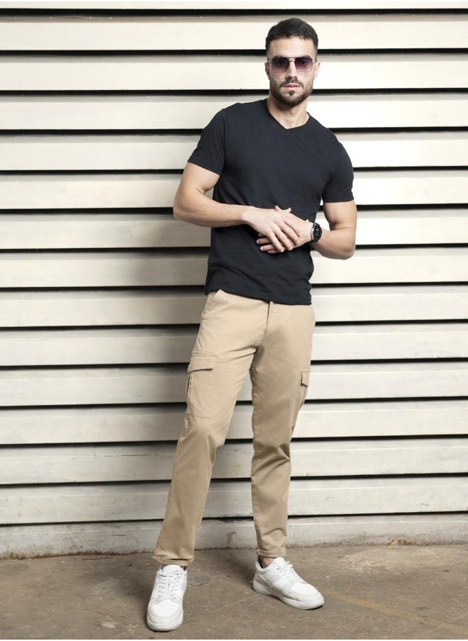 Men Taupe Trousers