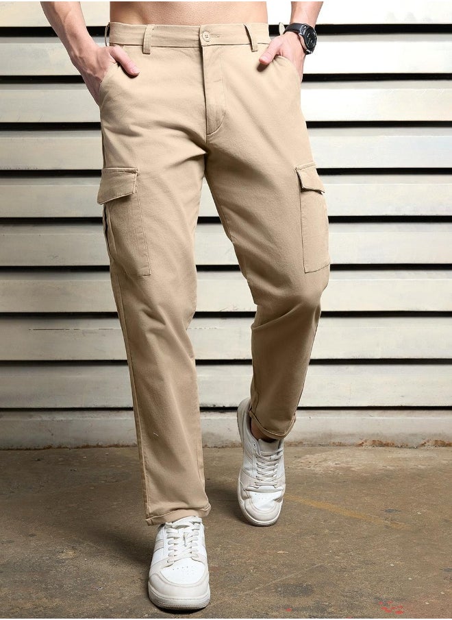 Men Taupe Trousers