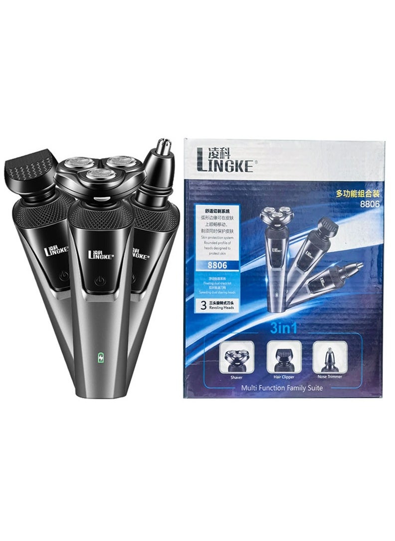 Three-head three-in-one shaver set men's beard shaver washable