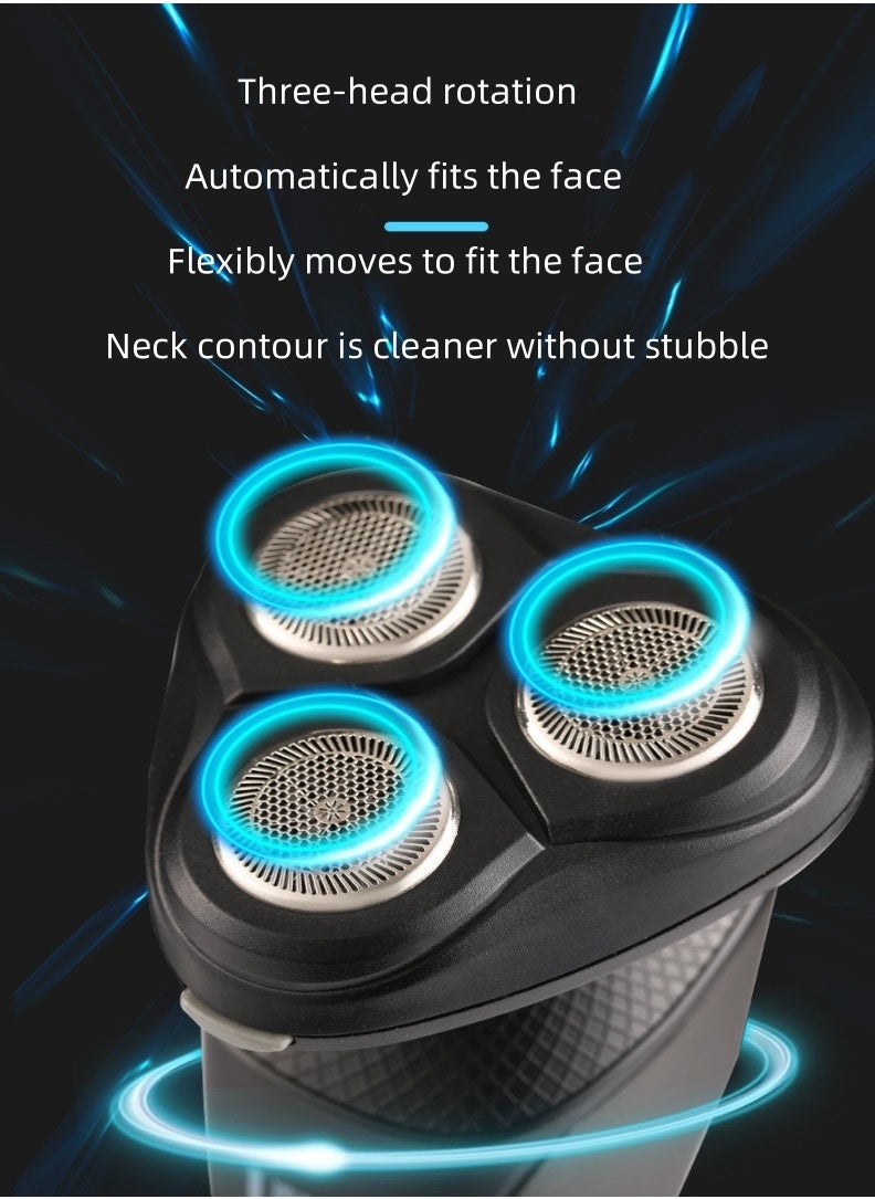 Three-head three-in-one shaver set men's beard shaver washable