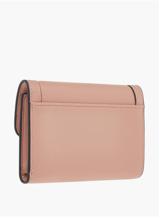 Womens Solid Bi-Fold Wallet With Lock Clasp Closure