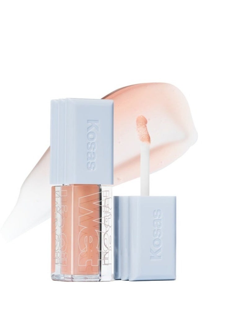 KOSAS Wet Lip Oil Plumping Peptide Lip Treatment Gloss,  Jellyfish - clear 4.6ml - Hydrating, Nourishing, and Glossy Finish