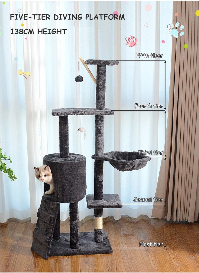 Cat Tree Tower Large Cat Jumping Platform Sisal Cat Column Cat Rack Multi-Level Cat Condo with Scratching Posts