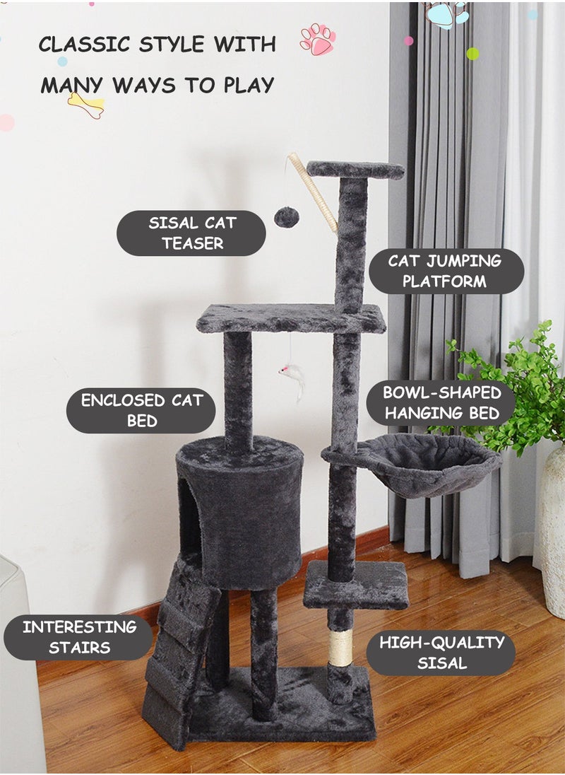 Cat Tree Tower Large Cat Jumping Platform Sisal Cat Column Cat Rack Multi-Level Cat Condo with Scratching Posts