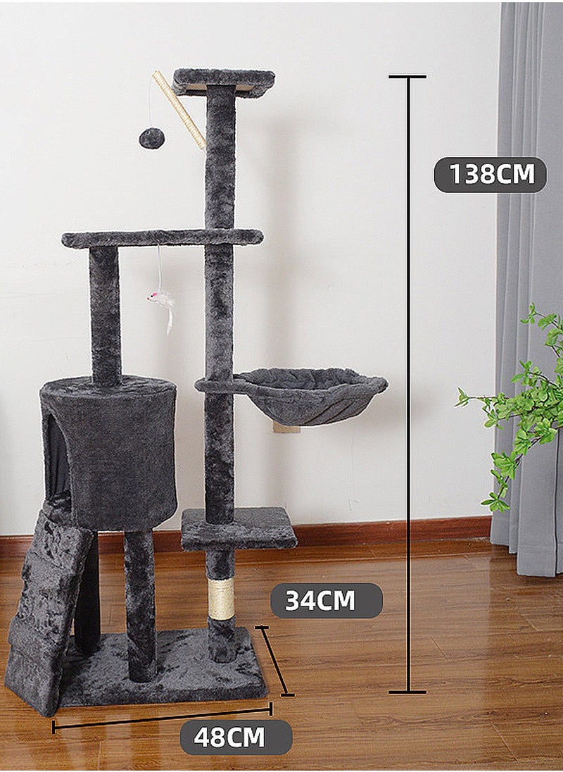 Cat Tree Tower Large Cat Jumping Platform Sisal Cat Column Cat Rack Multi-Level Cat Condo with Scratching Posts