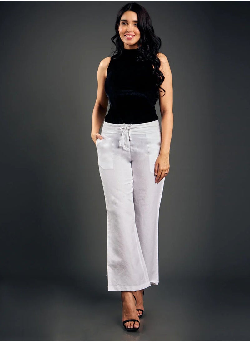 White Comfortable Linen Pant