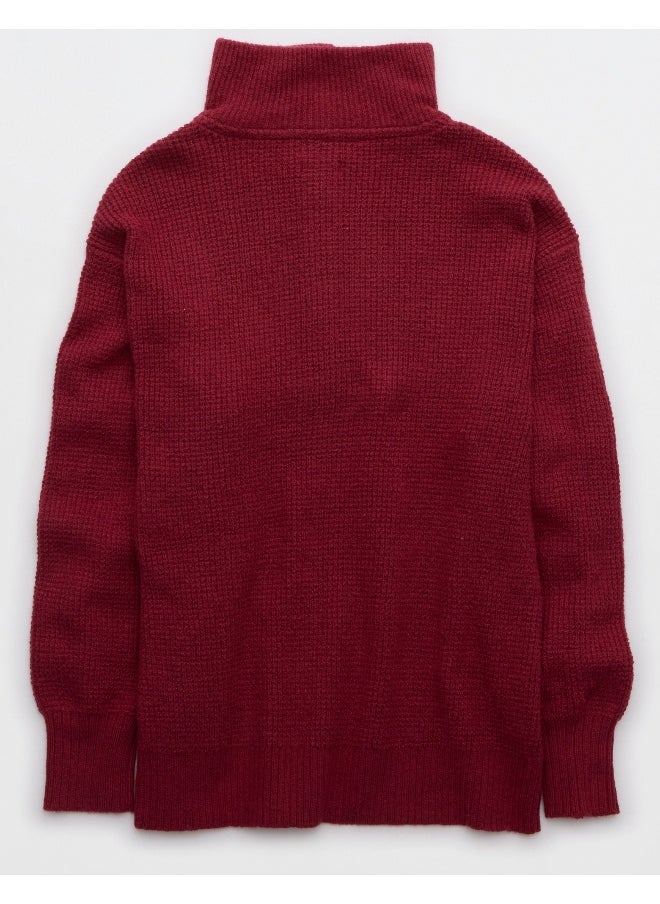 Aerie CozyUp Waffle Button Sweater