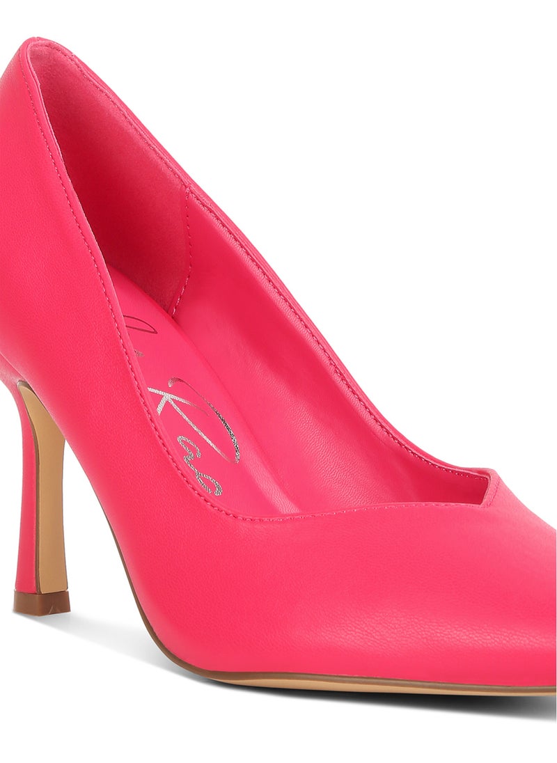 Point Toe Stiletto Heeled Pumps in Pink