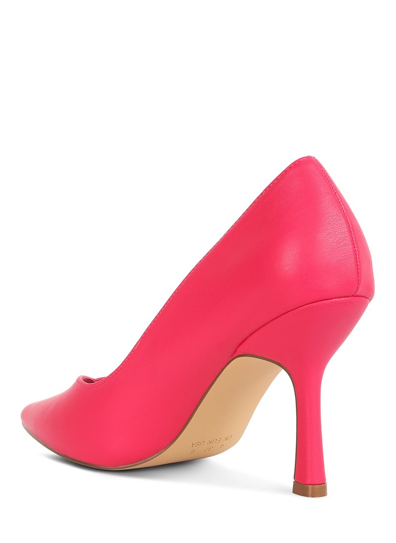 Point Toe Stiletto Heeled Pumps in Pink