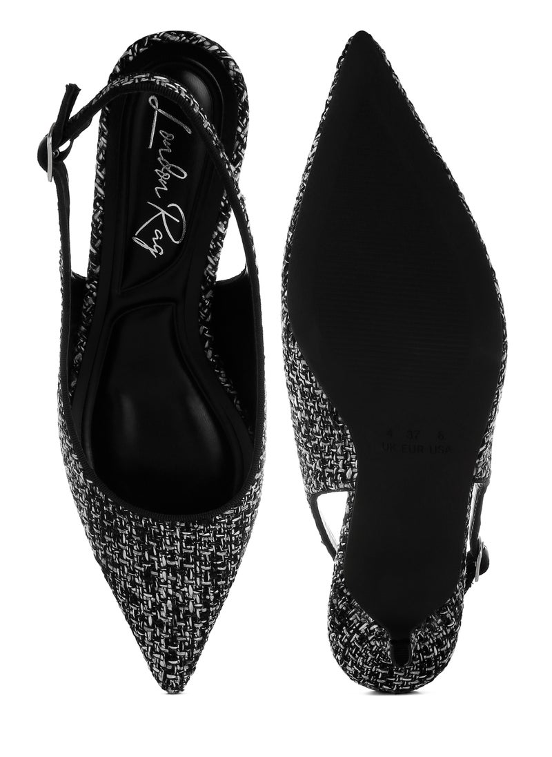 Boucle Slingback Pumps in Black