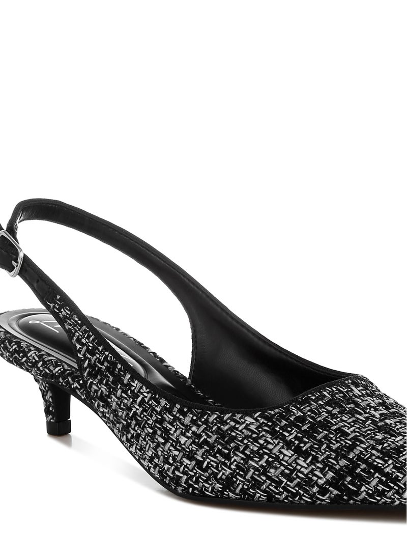 Boucle Slingback Pumps in Black