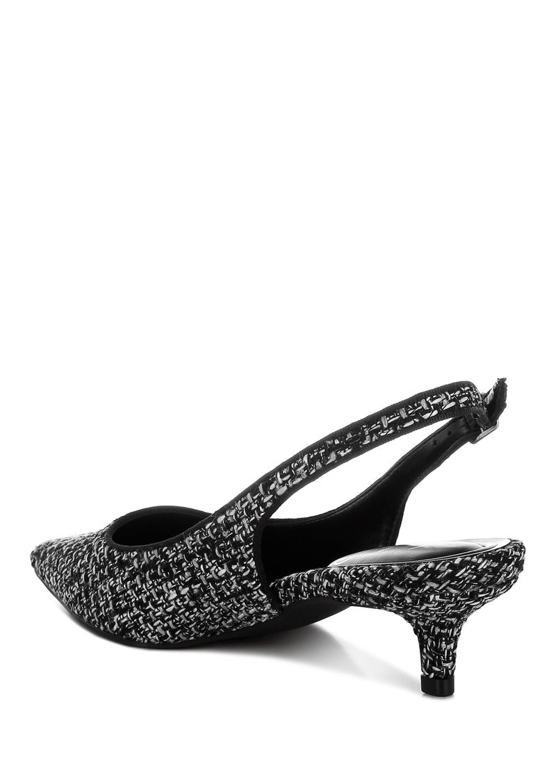 Boucle Slingback Pumps in Black