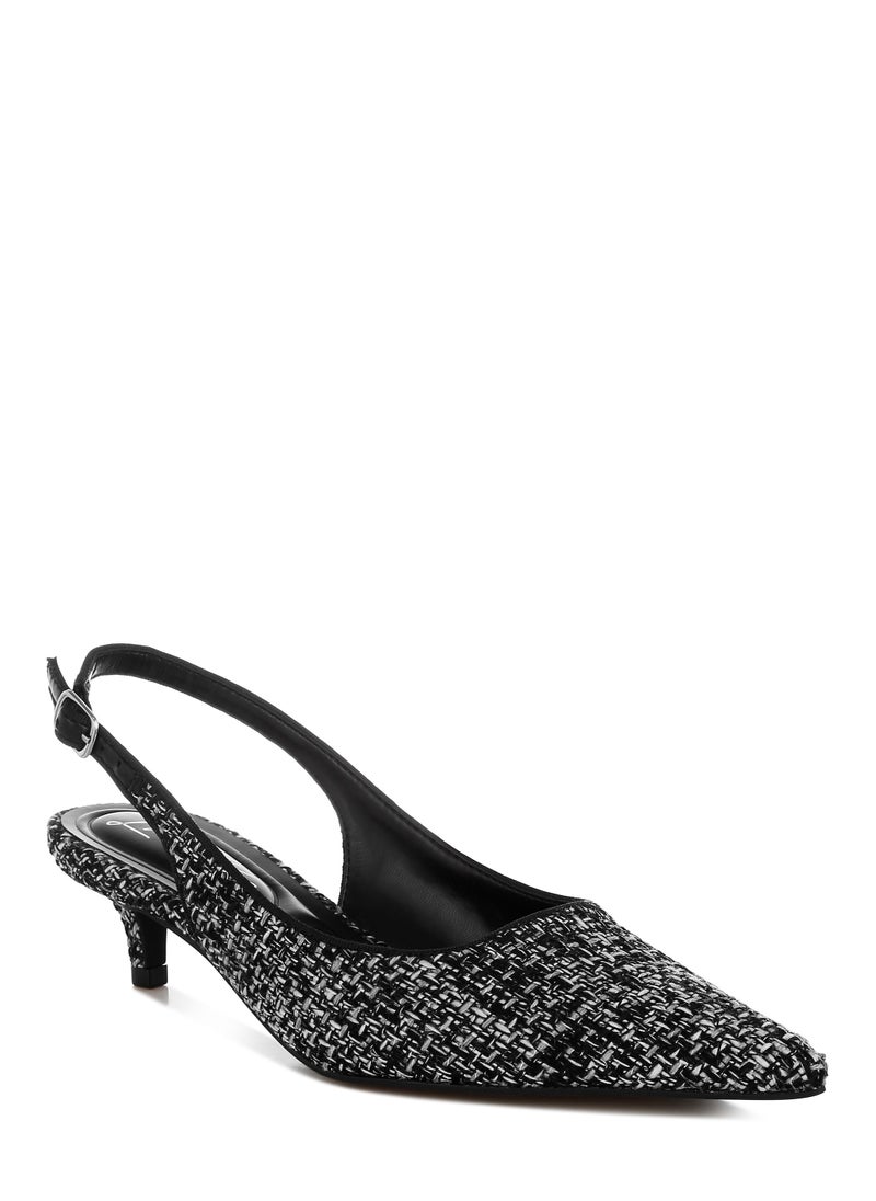 Boucle Slingback Pumps in Black