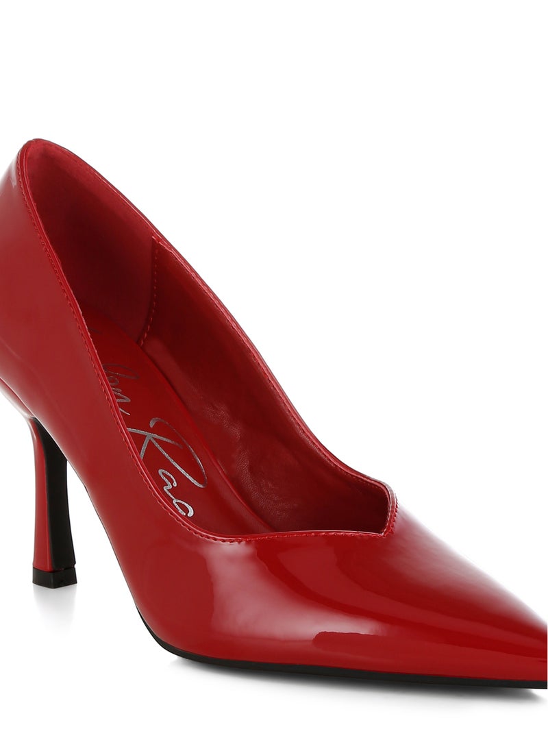 Point Toe Stiletto Heeled Pumps in Red