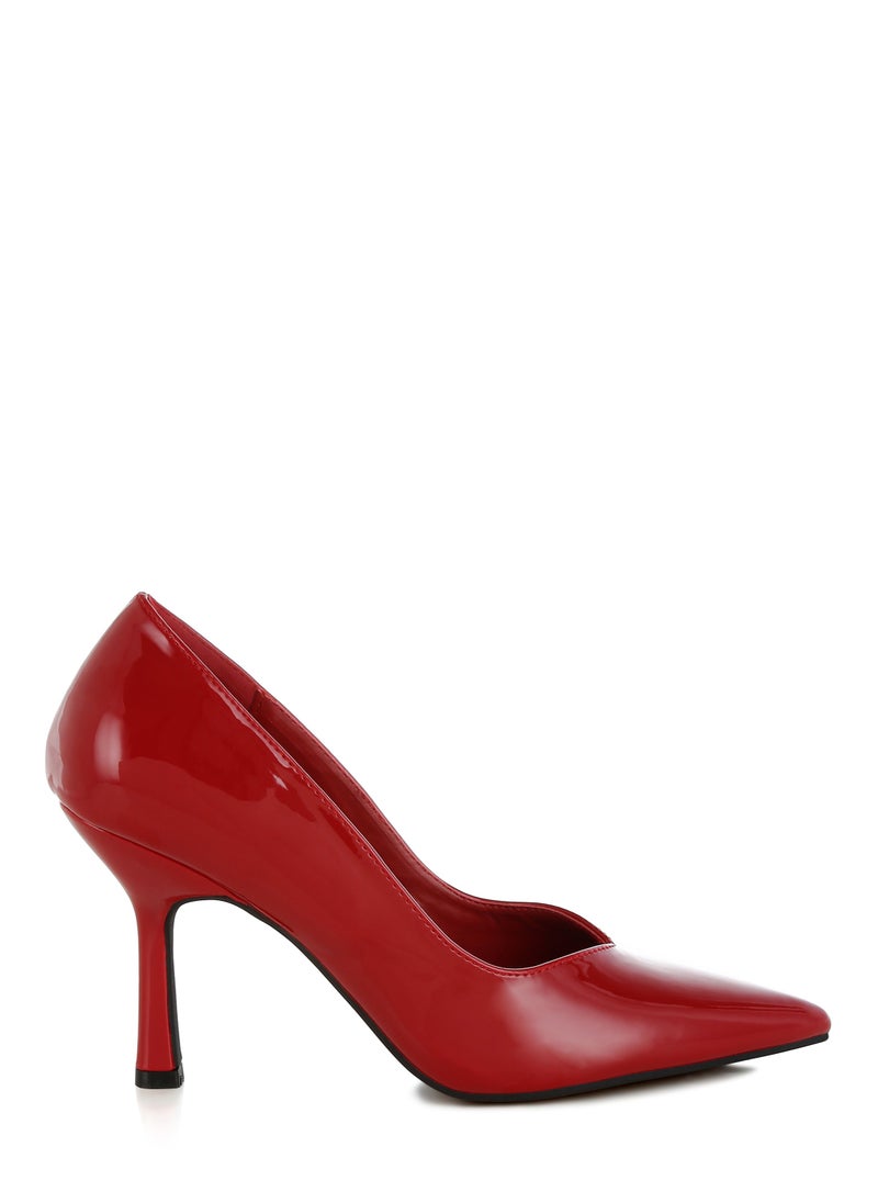 Point Toe Stiletto Heeled Pumps in Red