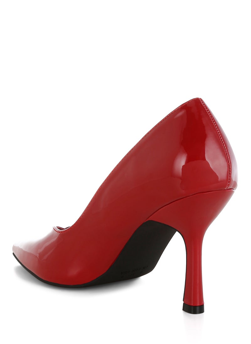 Point Toe Stiletto Heeled Pumps in Red